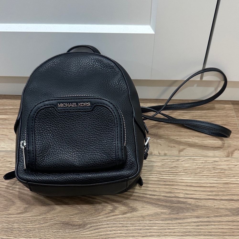 Michael Kors Black Pebbled Mini Leather Backpack